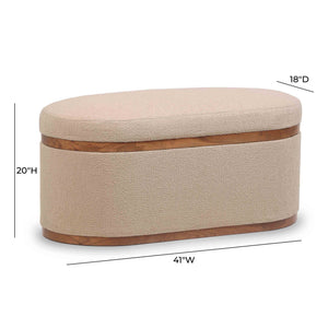 Olivier - Boucle Oval Storage Ottoman - R&R Furniture Gallery (Fountain Valley, CA)