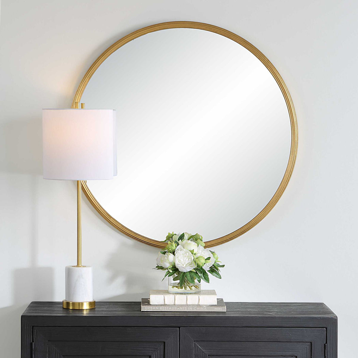 34" Round Mirror - Gold Leaf