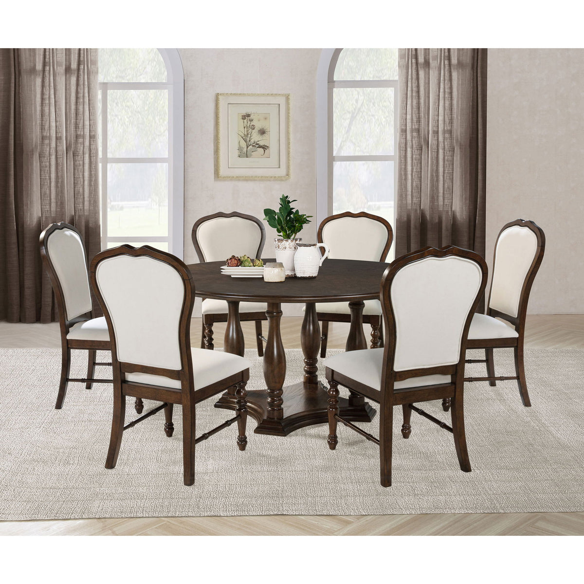 Claire - Round Pedestal Dining Table - Brown