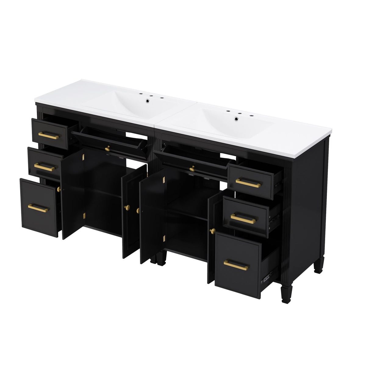 2 Piece Freestanding Bathroom Vanity Set With Sink Top, Reversible Dual Layout