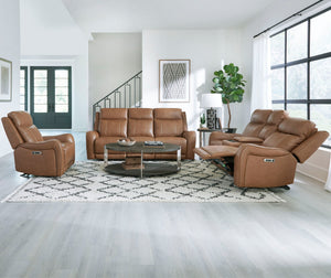 Haywood - Power Reclining Console Loveseat - Butternut