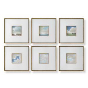 Cumulation - Framed Canvases (Set of 6) - White / Blue