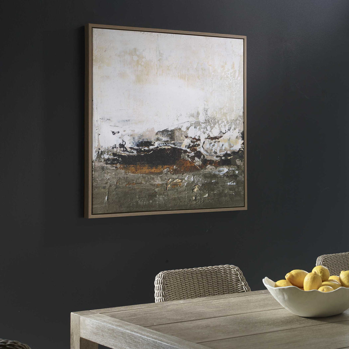 The Other Side - Framed Abstract Art - Black / Brown / Gray / Green / Orange / White / Yellow