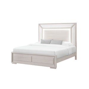 Ciara - King Bed With LED Panel Headboard, Low Profile Design - Beige