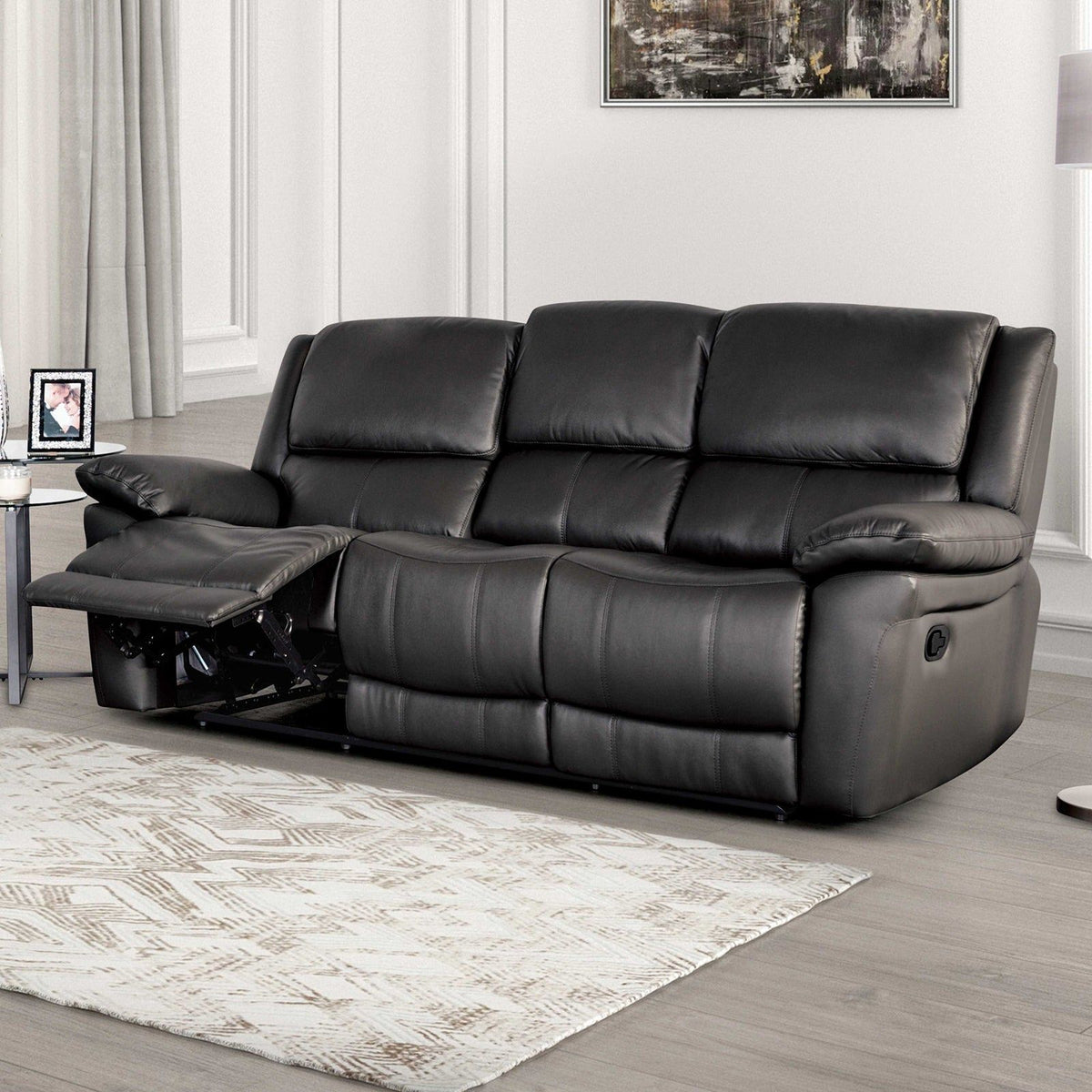 Glarus - Sofa Manual Recliner, Black
