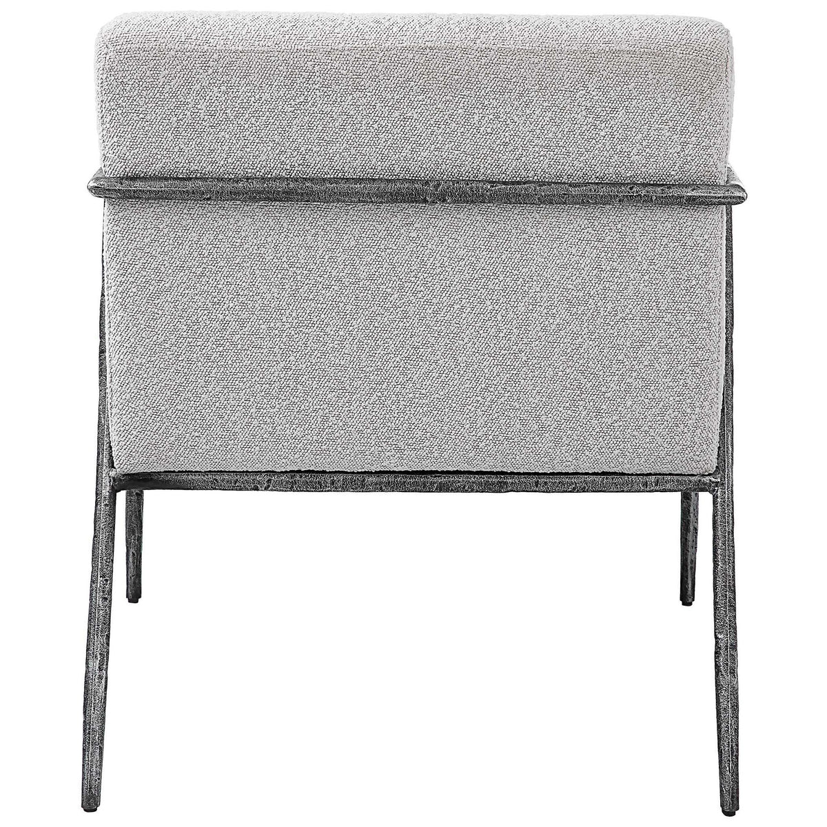 Light gray Uttermost Brisbane accent chair with a modern design, featuring a cushioned seat and sleek wooden legs.