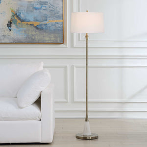 Marble Base Floor Lamp - Antique Brass / White