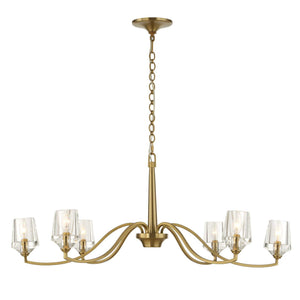 Uttermost Barcelona 6-Light Brass Chandelier with gold finish, featuring elegant brass arms and modern chandelier design.