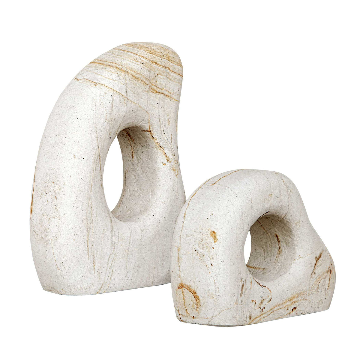 Stone Flow - Outdoor Sculptures (Set of 2) - Brown / White
