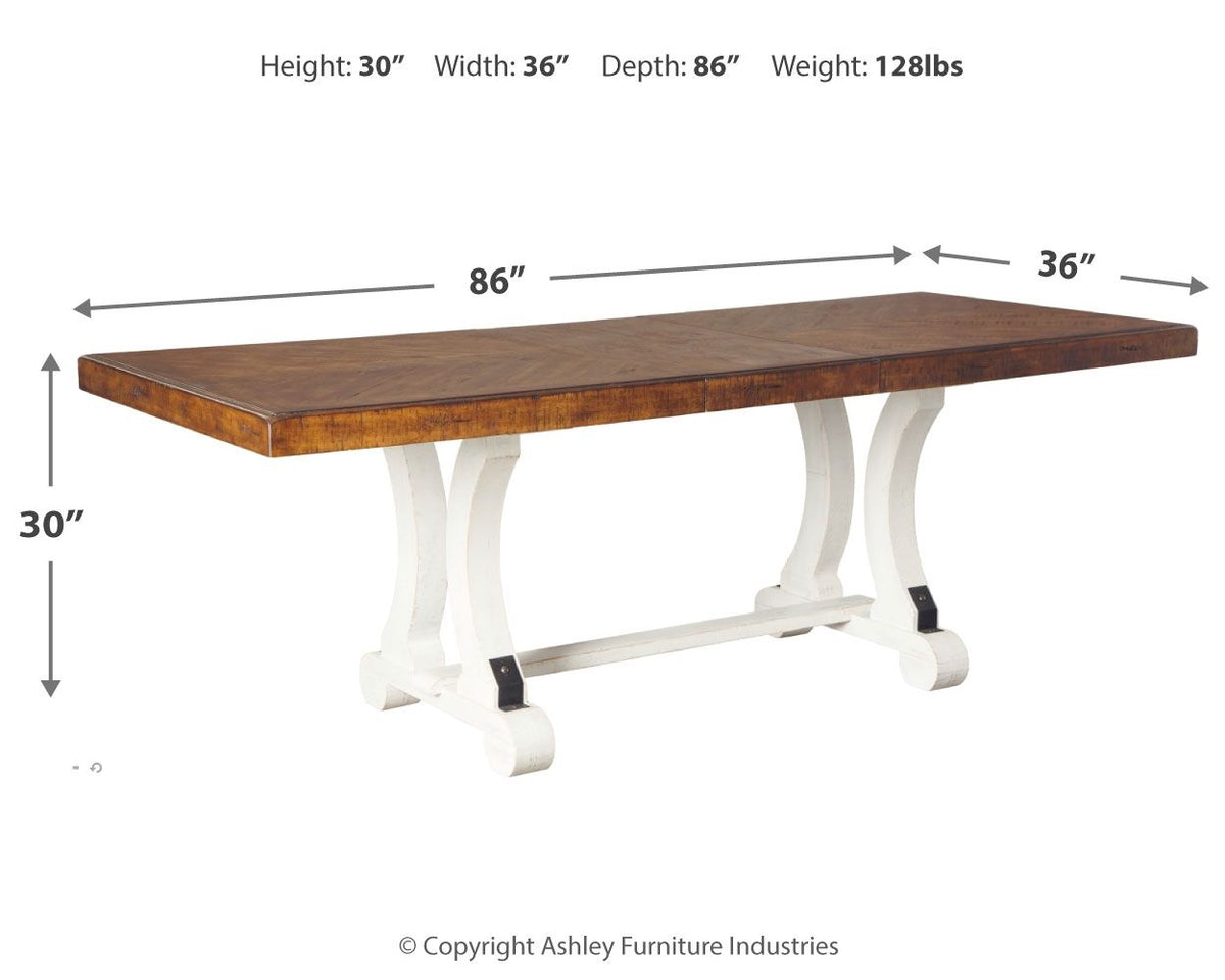 Valebeck - Rectangular Dining Room Table - White / Brown - R&R Furniture Gallery (Fountain Valley, CA)