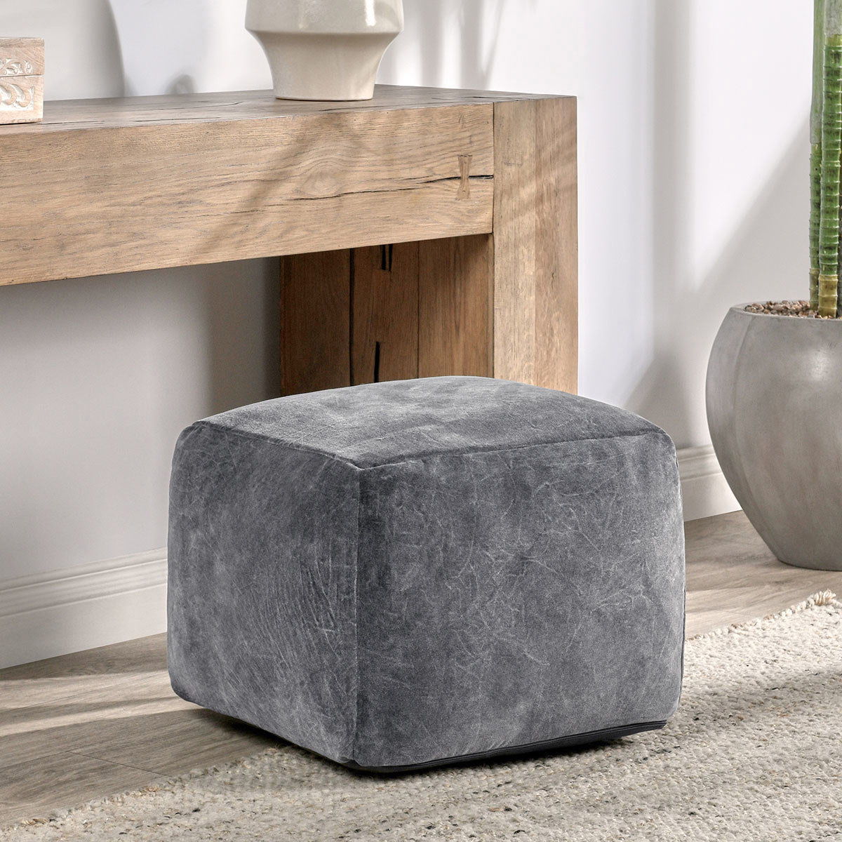 Villa Heirloom velvet accent pouf in a plush, rounded design