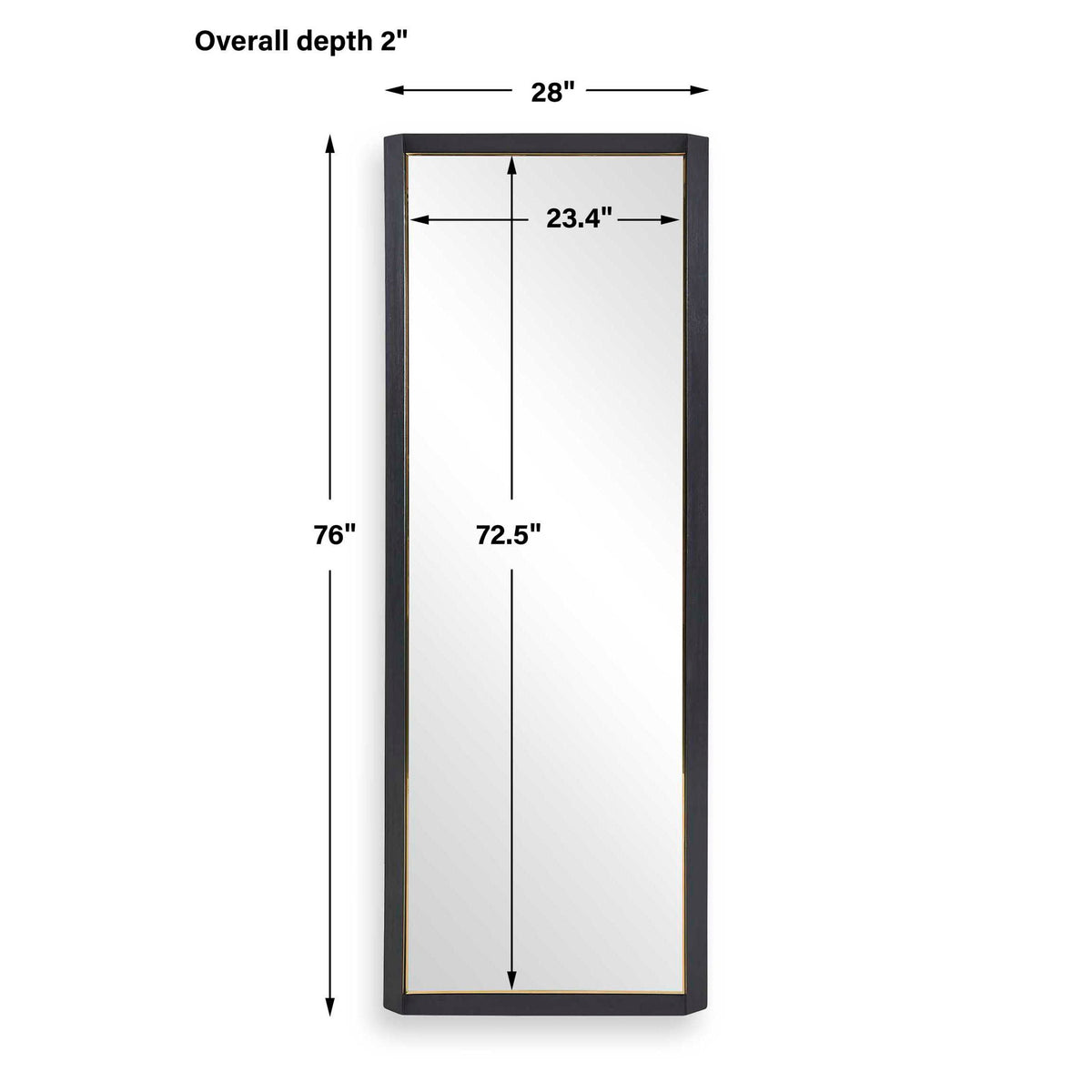 Stenton - Tall Wooden Mirror - Black