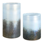 Midnight - Mist Cylindrical Vases (Set of 2) - Blue / Gray