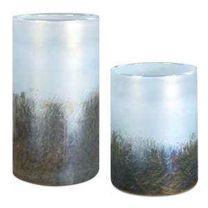Midnight - Mist Cylindrical Vases (Set of 2) - Blue / Gray
