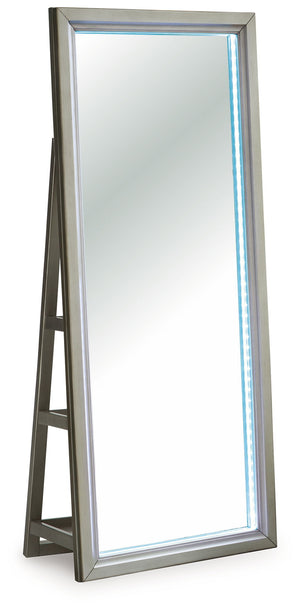 Evesen - Floor Standing Mirror With Storage - Champagne - R&R Furniture Gallery (Fountain Valley, CA)