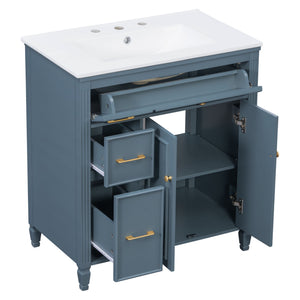 Freestanding Bathroom Vanity With Sink, Soft Close Door, Tip Out Drawer