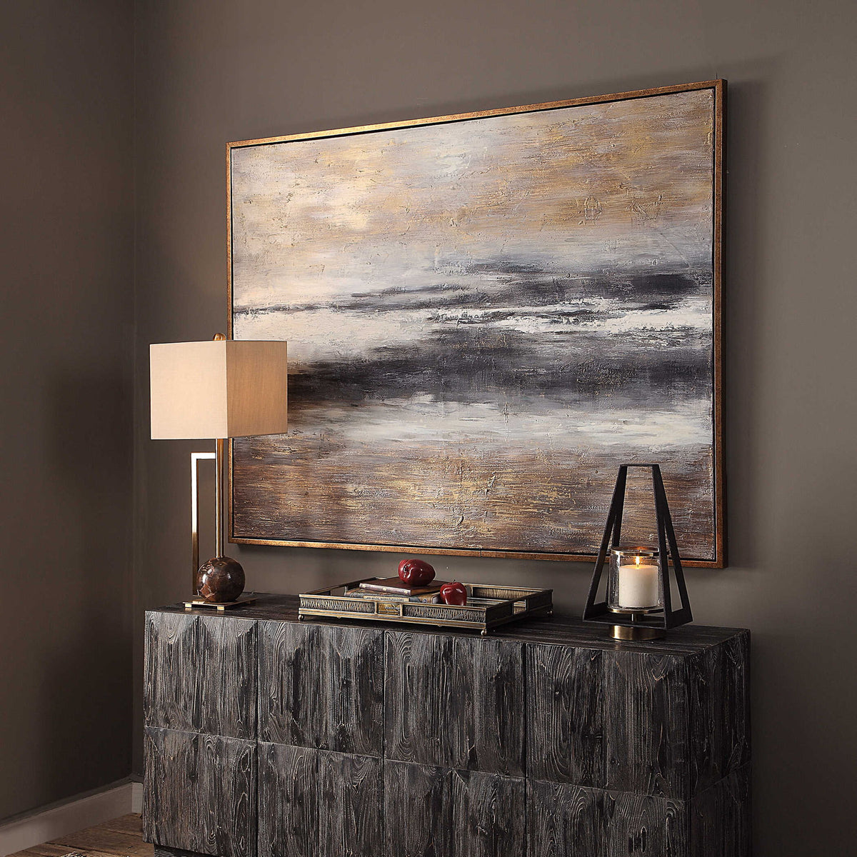 Moonlight - Hand Painted Canvas - Black / Bronze / Gold