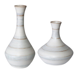 Potter - Fluted Striped Vases (Set of 2) - Light Blue