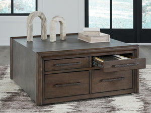 Kallenny - Square Cocktail Table - Brown / Gray - R&R Furniture Gallery (Fountain Valley, CA)
