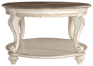 Realyn - Oval Cocktail Table - White / Brown - R&R Furniture Gallery (Fountain Valley, CA)