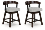 Haddigan - Upholstered Swivel Barstool (Set of 2) - Dark Brown