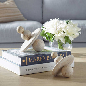 Quarried Stone - Indoor-Outdoor Sculptures (Set of 2) - White / Yellow