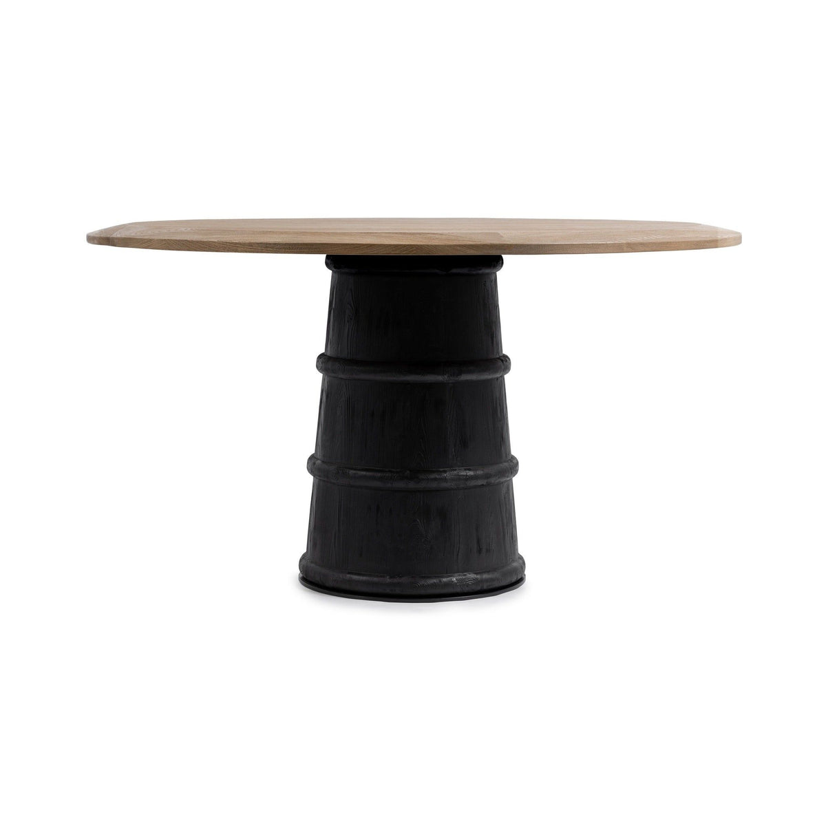Round dining table by Classic Home, 55-inch Lunen Soft Reef Noir dining table with a modern design and smooth surface.
