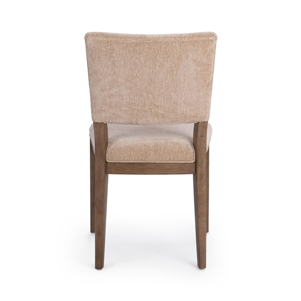 Pair of Classic Home Arima dining chairs in warm wooden finish with cushioned seats and sleek modern design.