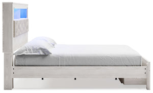 Altyra - King Upholstered Bookcase Bed With Storage - White - R&R Furniture Gallery (Fountain Valley, CA)