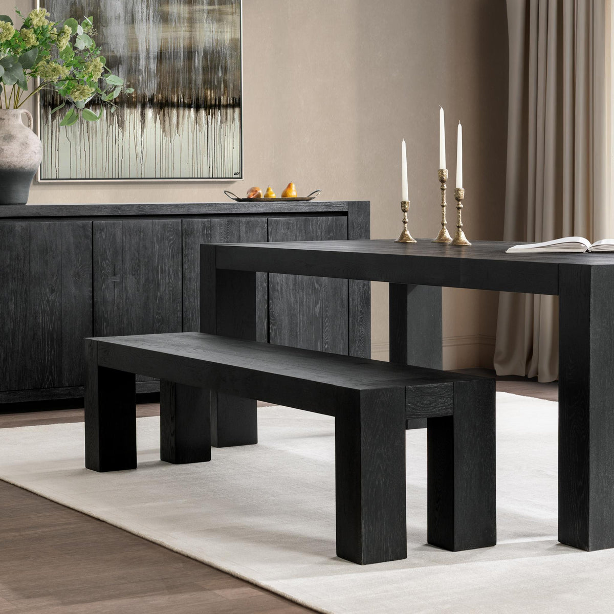 Classic Home Bristol dining bench with wooden seat and metal legs, ideal for kitchen or dining room seating.