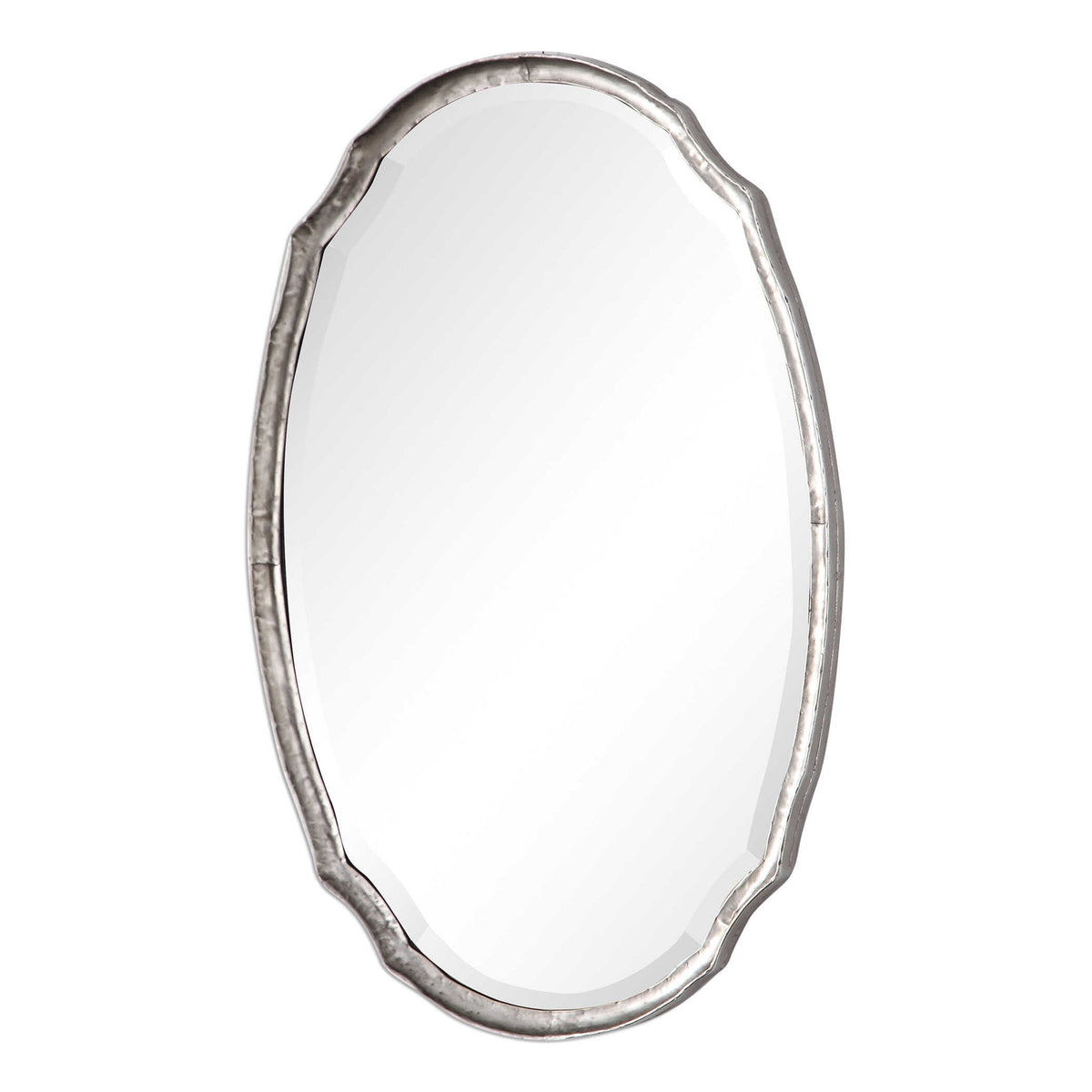 Hammered Finish Mirror - Silver