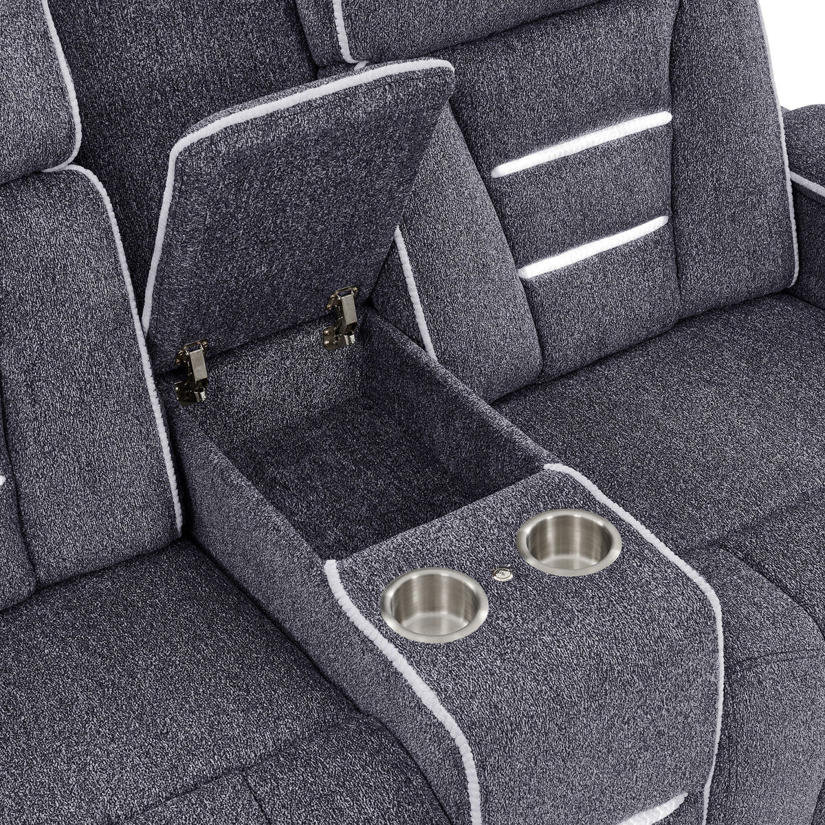 Austin - Console Reclining Loveseat With Storage Arms - Gray