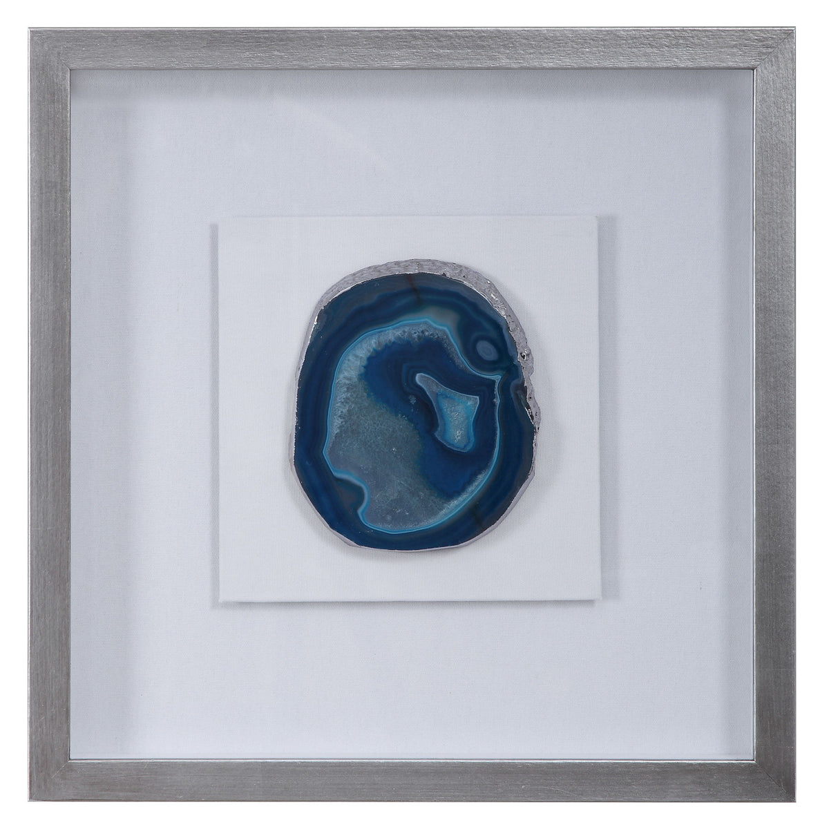 Uttermost Kalia Stone Shadow Box wall decor with blue textured stone finish and modern design, suitable for contemporary interior decoration.