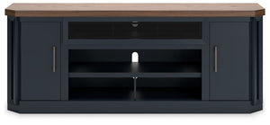 Landocken - XL TV Stand W/Fireplace Option - Brown / Blue - R&R Furniture Gallery (Fountain Valley, CA)