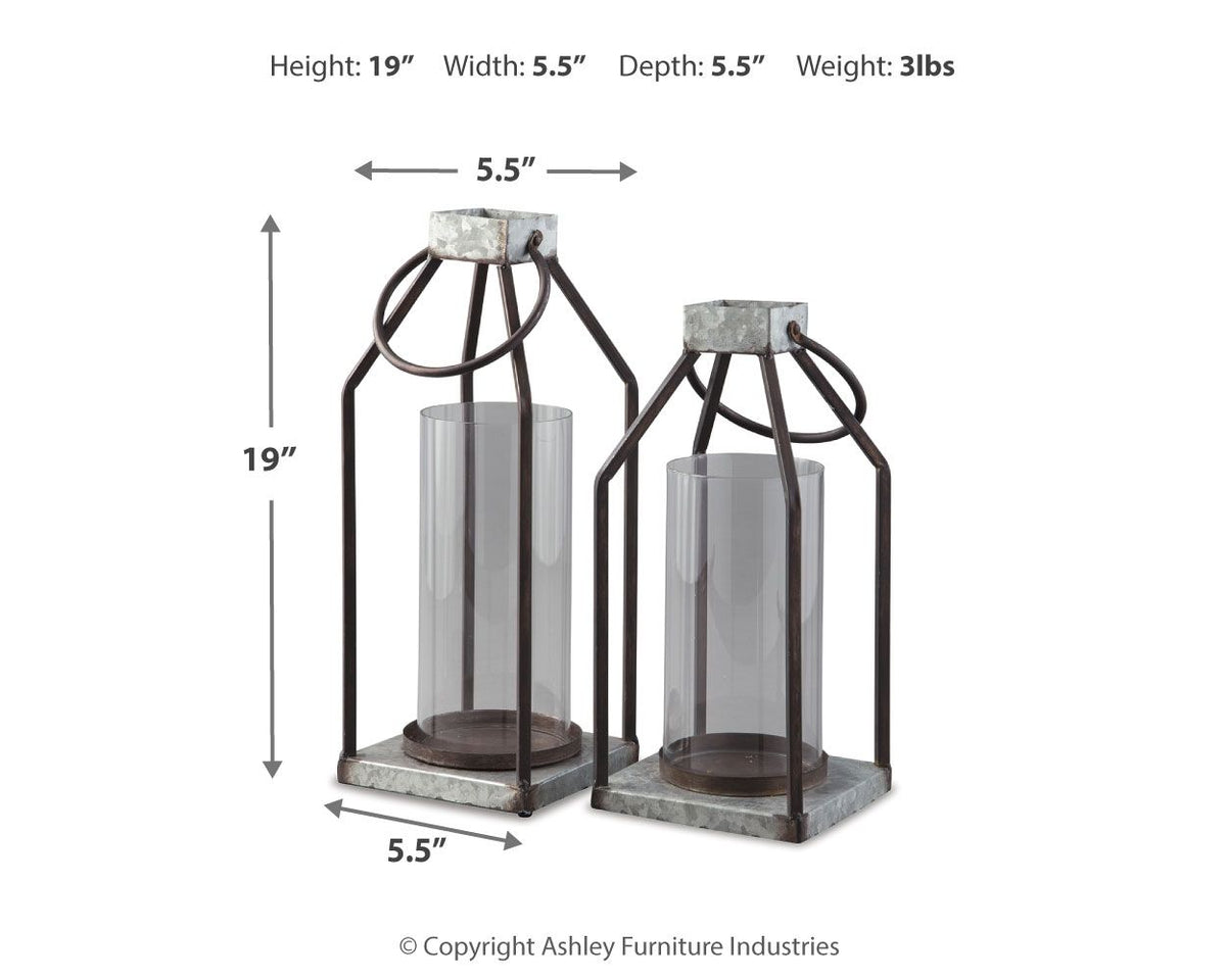 Diedrick - Lantern Set (Set of 2) - Gray / Black - R&R Furniture Gallery (Fountain Valley, CA)