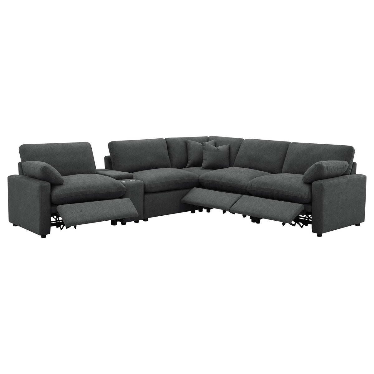 Hollander - 6 Piece Modular Power Reclining Sectional - Dark Gray