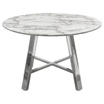 Paris 47" Round Dining Table w/ Faux Marble Top and Chrome Base by Diamond Sofa
