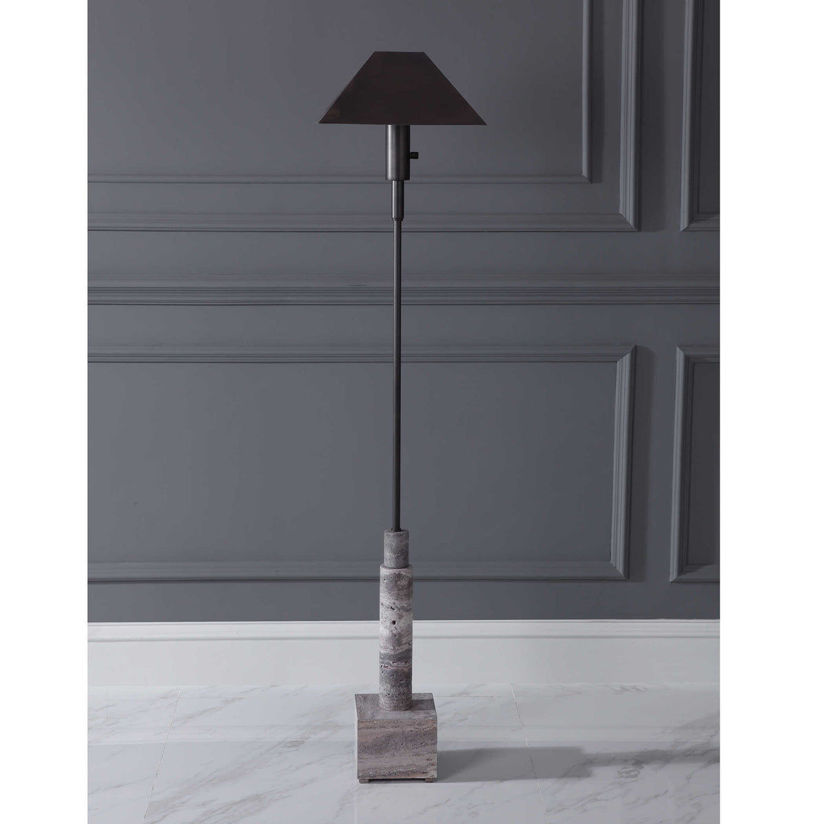 Telescope - Buffet Lamp - Gray Travertine/Bronze