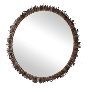 Tiger Sea Urchin - Round Mirror - Brown / Green