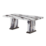 Dining Table With Double Pedestal Base - Black White