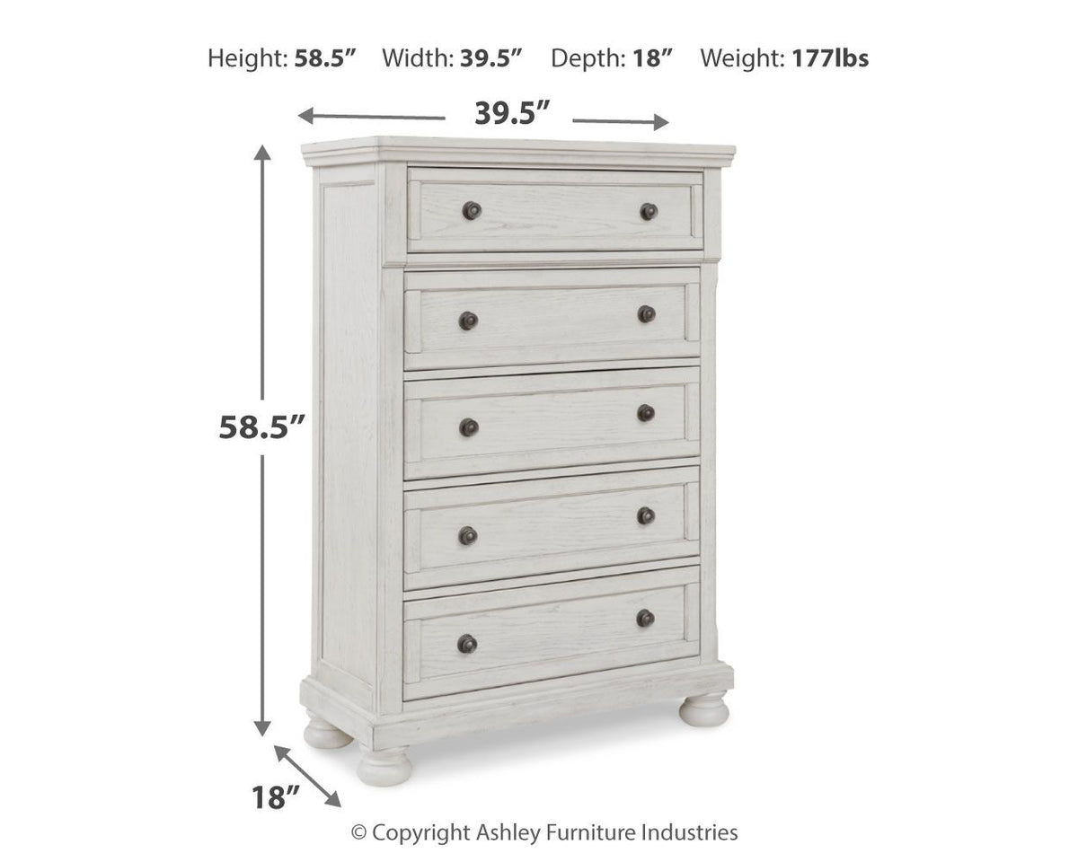 Robbinsdale - Five Drawer Chest - Antique White - R&R Furniture Gallery (Fountain Valley, CA)