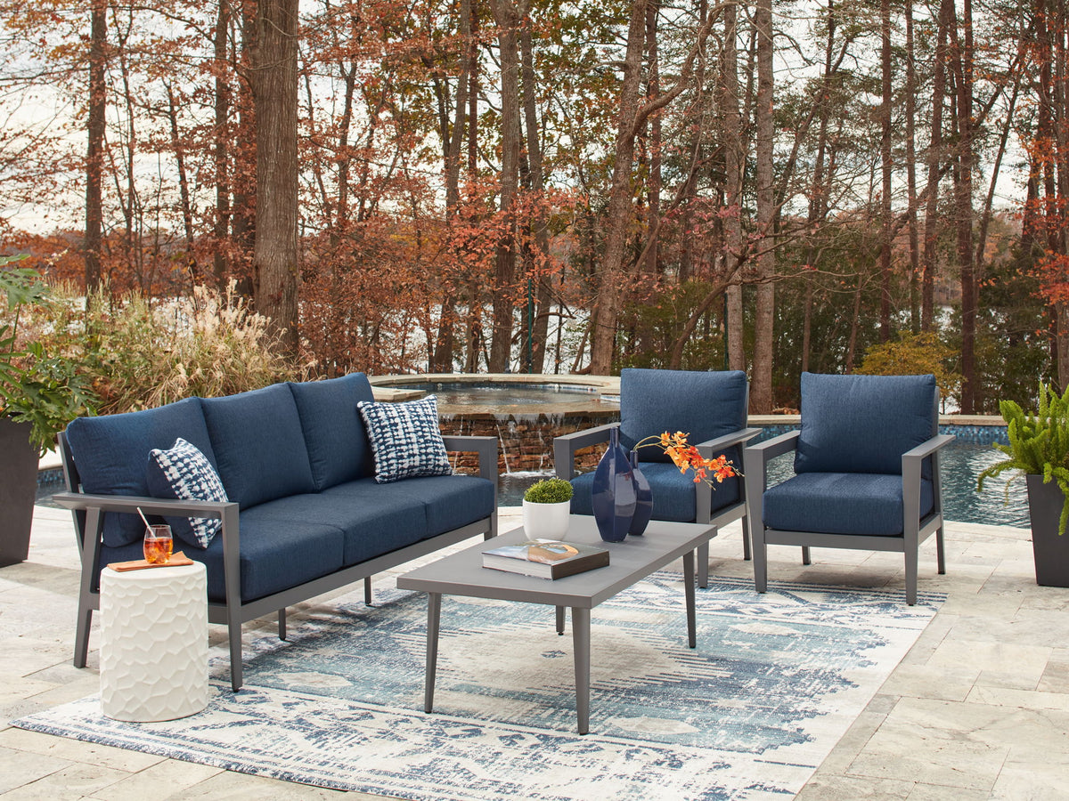 Gali - Sofa / Chairs / Table Set (Set of 4) - Gray / Blue - R&R Furniture Gallery (Fountain Valley, CA)