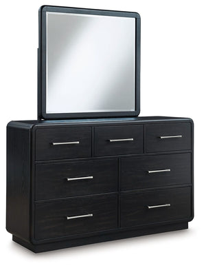 Rowanbeck - Dresser And Mirror - Black - R&R Furniture Gallery (Fountain Valley, CA)