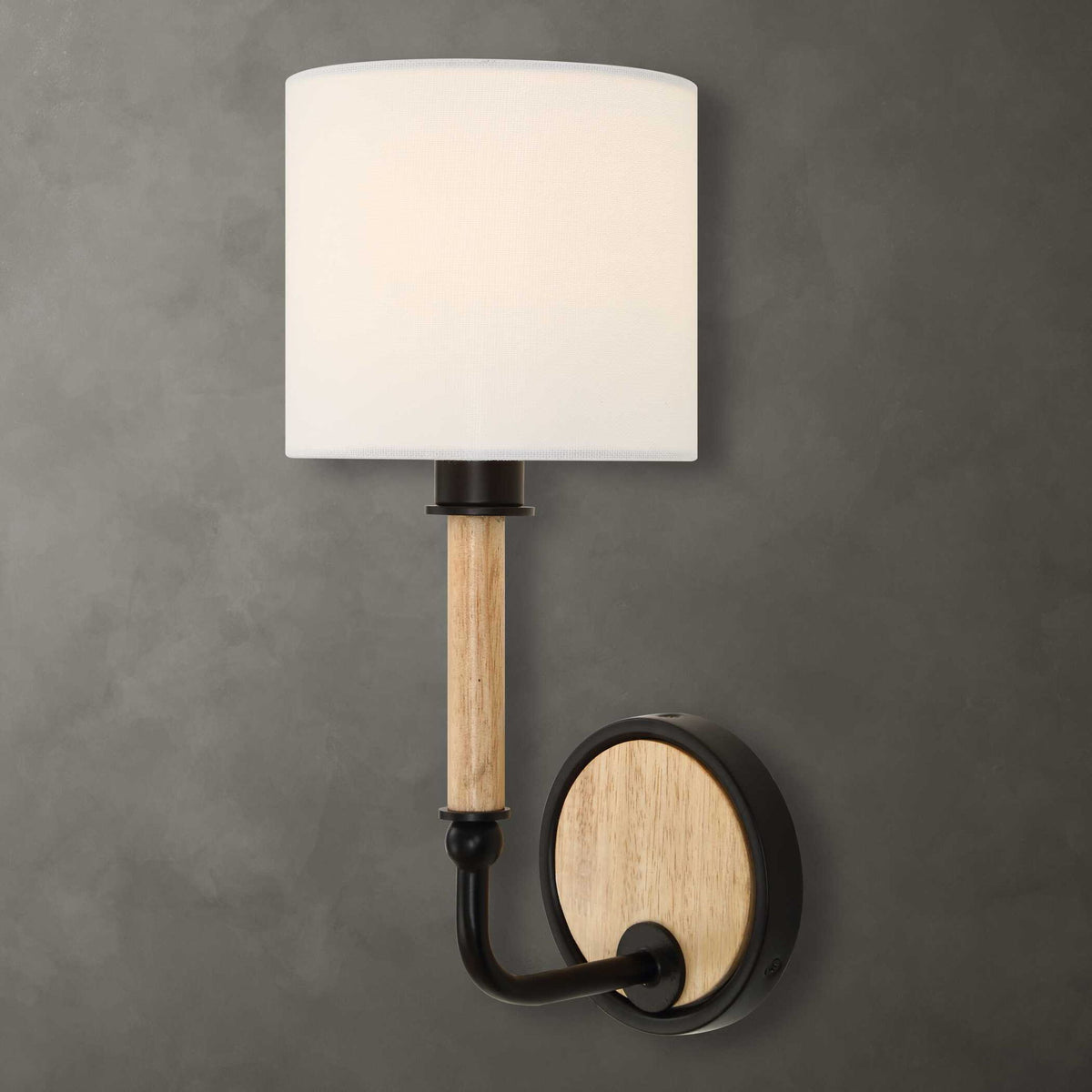 Franconia - 1 Light Wooden Sconce - Black / Light Brown