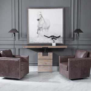 Telescope - Buffet Lamp - Gray Travertine/Bronze