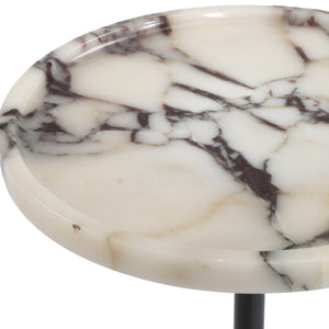 Brunson - White Marble Drink Table - Bronze / White
