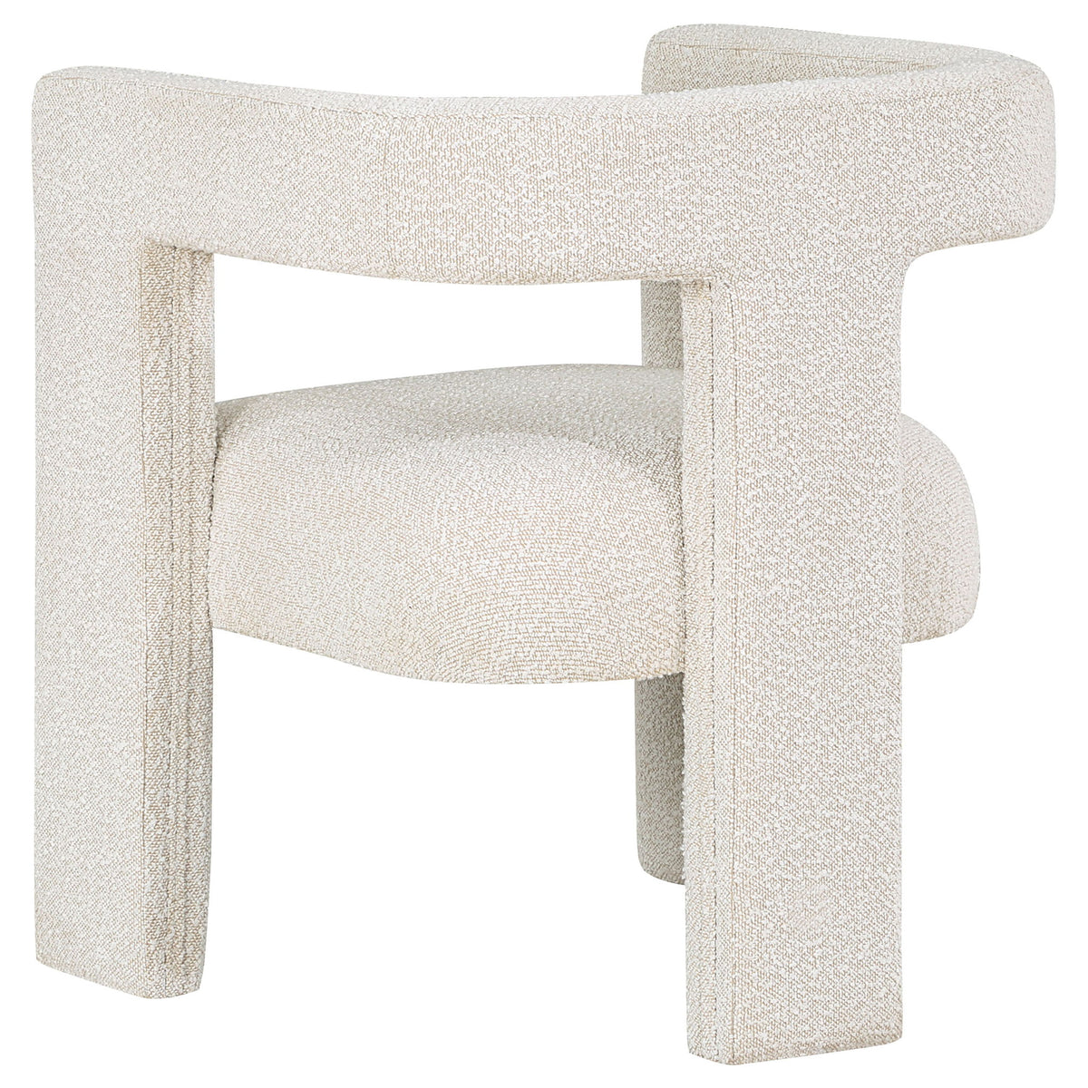Verda - Upholstered Accent Side Chair In Soft With Rounded Open Back And 3 Leg Base - White