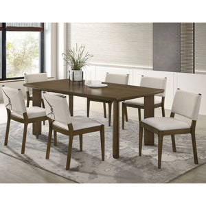 Crispin - 7 Piece Rectangular Dining Table Set With Upholstered Chairs - Brown