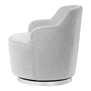 Gray Hobart casual swivel chair by Uttermost featuring a modern design with a rounded back and cushioned seat.