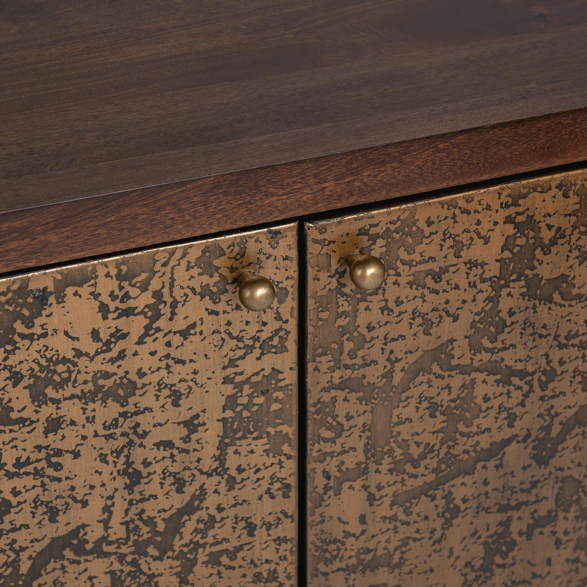 Classic Home Avara 4-door brown cabinet with sleek buffets design, featuring multiple storage compartments.